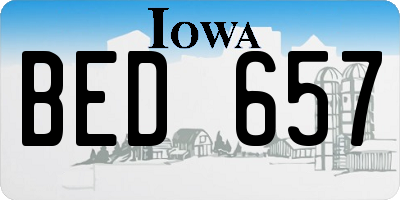 IA license plate BED657
