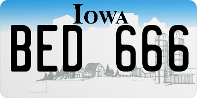 IA license plate BED666
