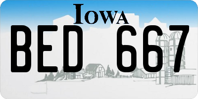 IA license plate BED667