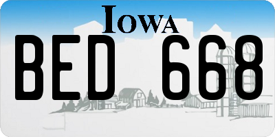 IA license plate BED668