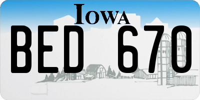 IA license plate BED670