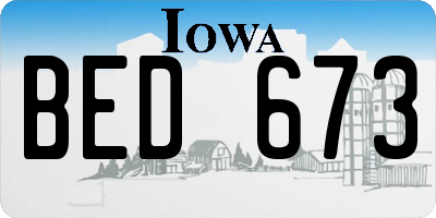 IA license plate BED673