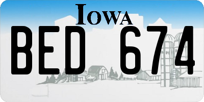 IA license plate BED674
