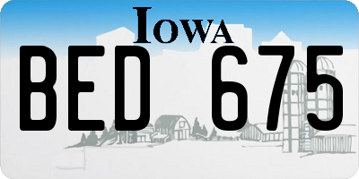 IA license plate BED675