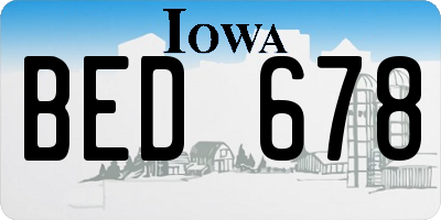 IA license plate BED678