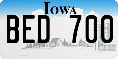 IA license plate BED700