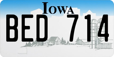 IA license plate BED714