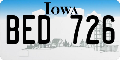 IA license plate BED726