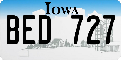 IA license plate BED727