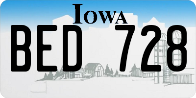 IA license plate BED728
