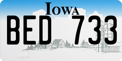 IA license plate BED733