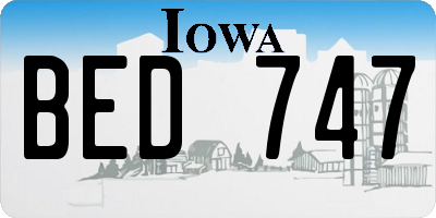 IA license plate BED747