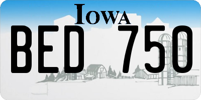 IA license plate BED750