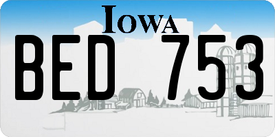 IA license plate BED753