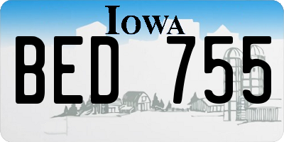 IA license plate BED755