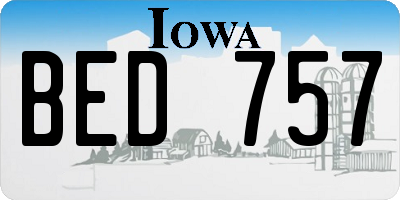 IA license plate BED757