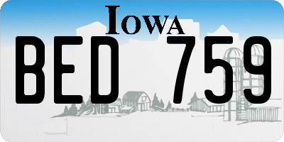 IA license plate BED759