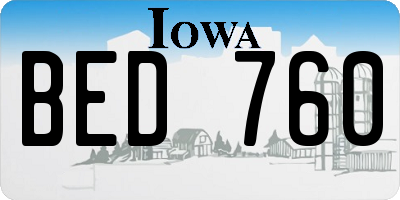 IA license plate BED760
