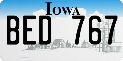 IA license plate BED767