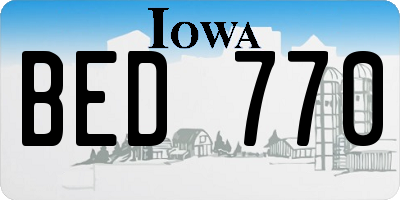 IA license plate BED770