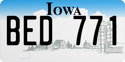 IA license plate BED771
