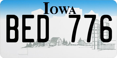 IA license plate BED776