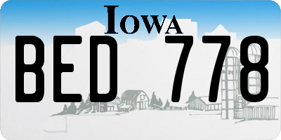 IA license plate BED778