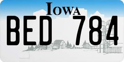 IA license plate BED784