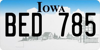 IA license plate BED785