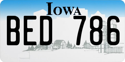 IA license plate BED786