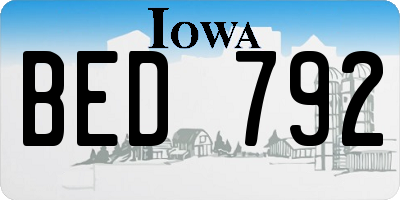 IA license plate BED792