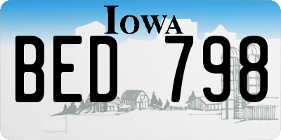 IA license plate BED798