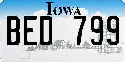IA license plate BED799