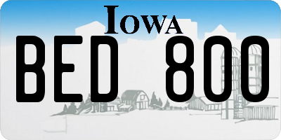 IA license plate BED800
