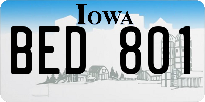 IA license plate BED801