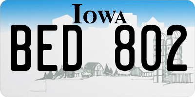 IA license plate BED802
