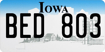 IA license plate BED803