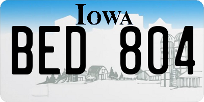 IA license plate BED804