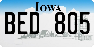 IA license plate BED805