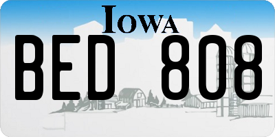 IA license plate BED808