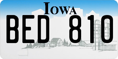 IA license plate BED810