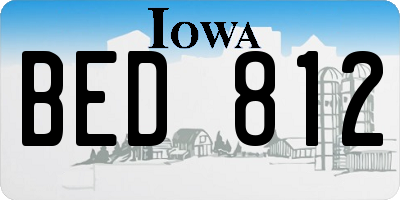 IA license plate BED812