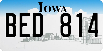 IA license plate BED814