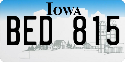 IA license plate BED815