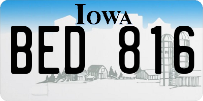 IA license plate BED816