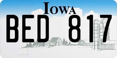 IA license plate BED817