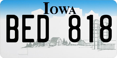 IA license plate BED818