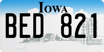 IA license plate BED821