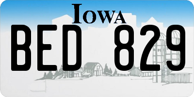 IA license plate BED829