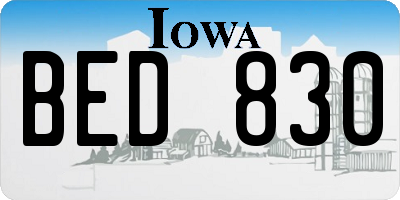 IA license plate BED830